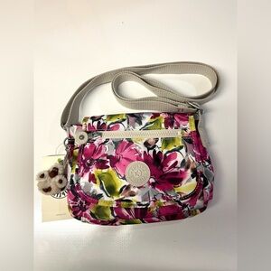 Kipling Sabian Blushing Posies Pink Floral Crossbody Shoulder Bag